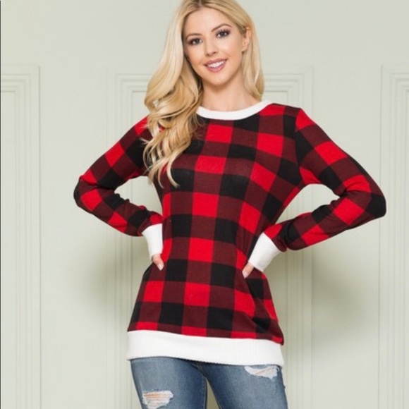 Long sleeve Buffalo plaid top - Picture 1 of 12